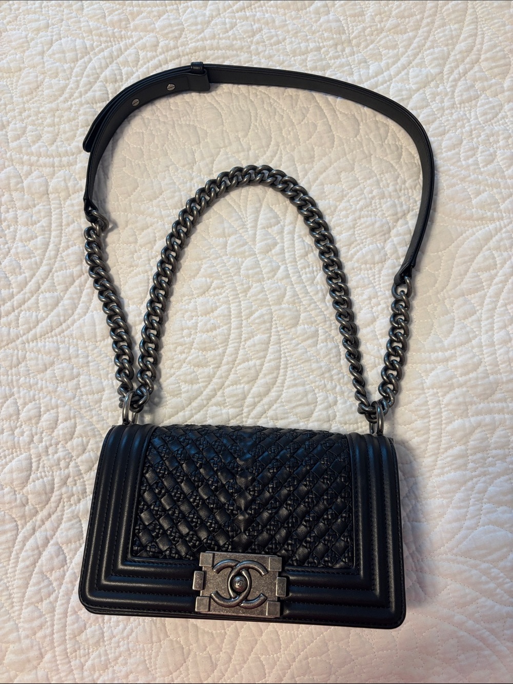 Chanel Boy Woven Leather Small Bag